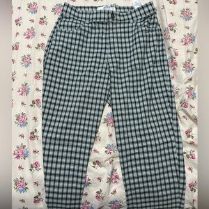 small, green and white plaid dress pants